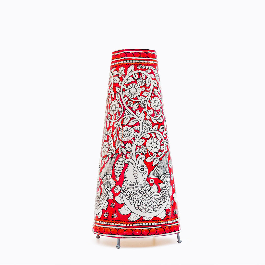 Hand Painted Fish Tholu Bommalata Medium Tabletop Lamp | 17 inches