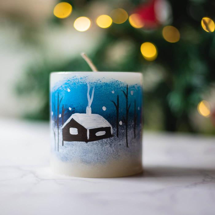 Hand-painted Festive Candle