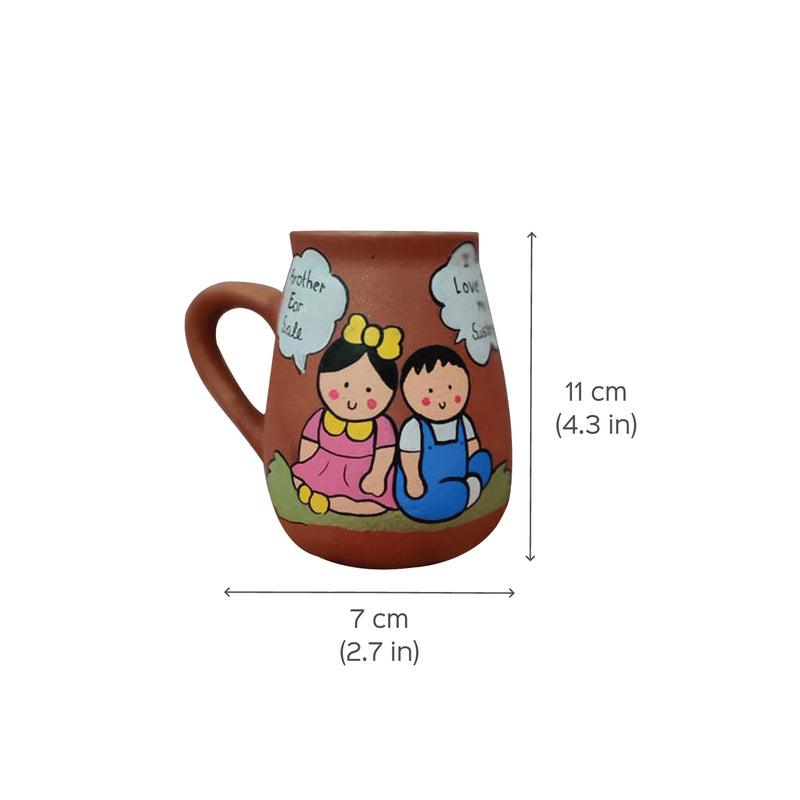 Handpainted Terracotta Mugs for Siblings with Personalised Speech Bubbles - 300ml