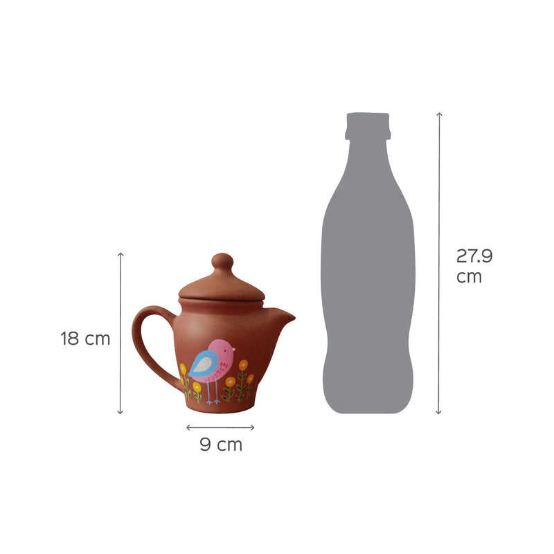 Handpainted Terracotta Clay Jug With Glasses
