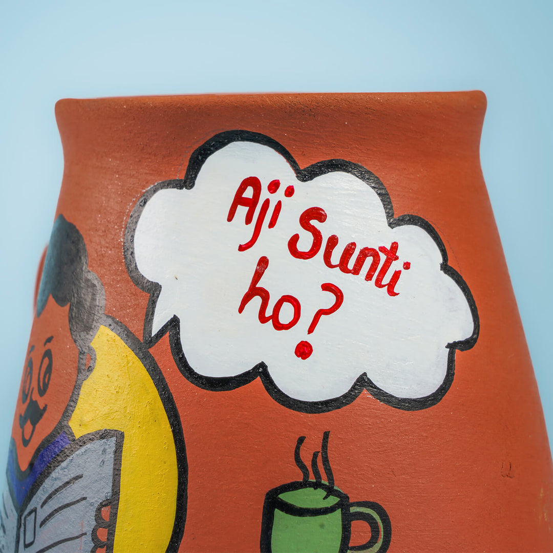 Handpainted Terracotta Mugs for Couples with Personalised Speech Bubbles - 200ml