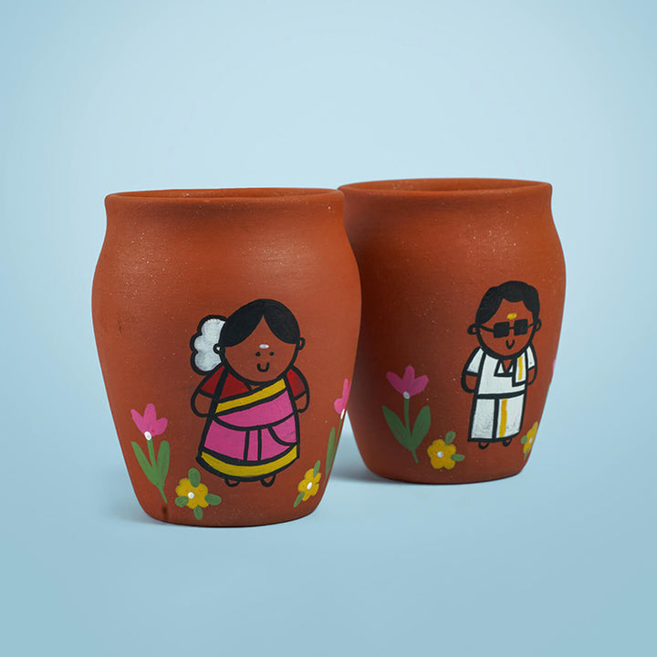 Handpainted Clay Kulhads for Thandai - Special Holi Gift Pack - Set of 6