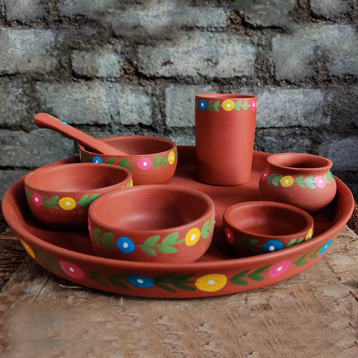 Handpainted Terracotta Thali Set