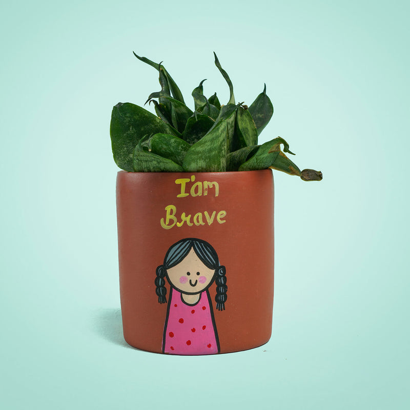 Handpainted Clay Planter With Affirmation
