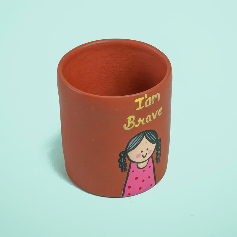 Handpainted Clay Planter With Affirmation