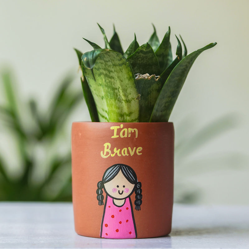 Handpainted Clay Planter With Affirmation