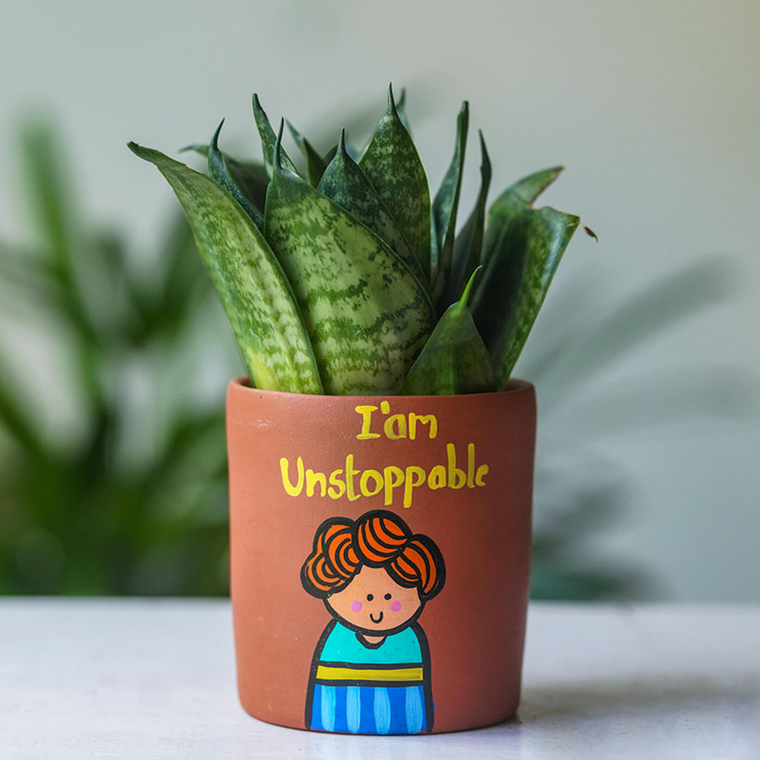Handpainted Clay Planter With Affirmation