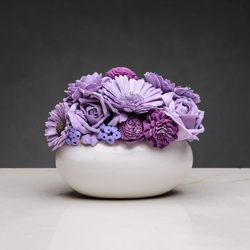 Handcrafted Solawood Flowers "Harmonious Purple" Floral Centerpiece