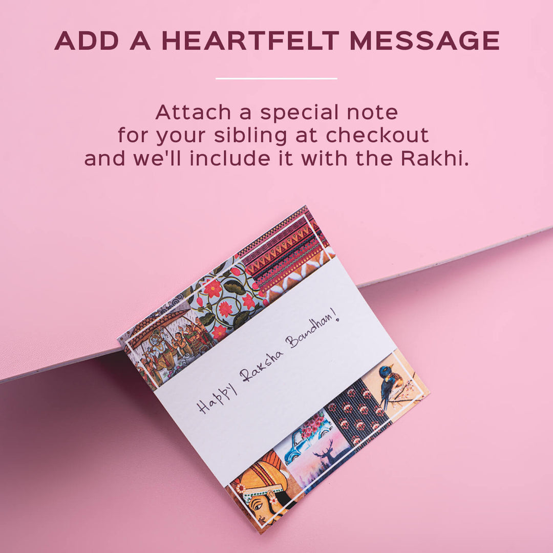 Chaand Collection Glass Beeds Rakhi Red - Message Card Example