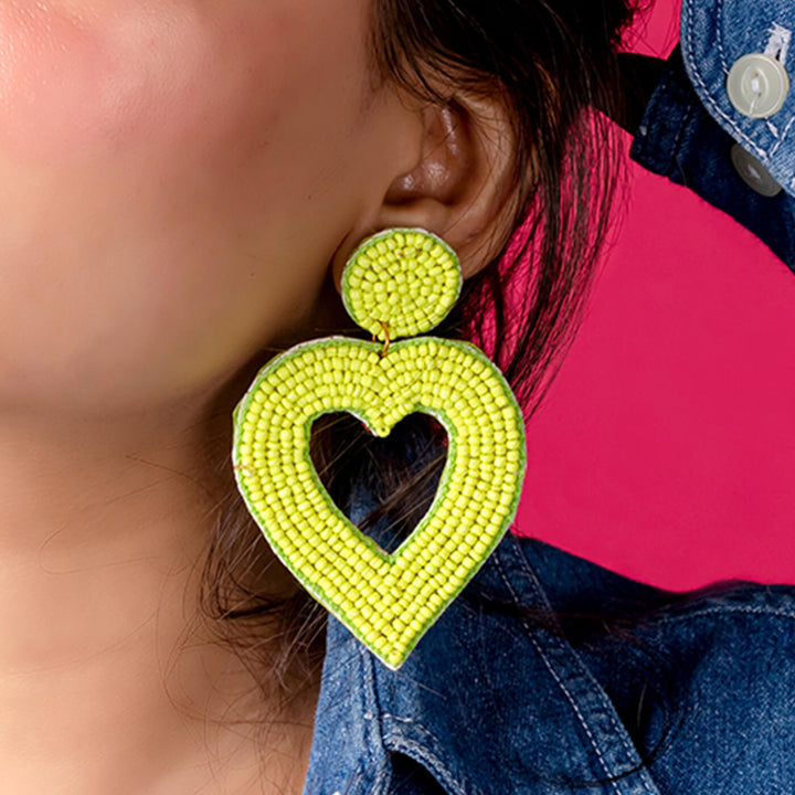 Hand Embroidered Hearty Heart Sequin Earrings