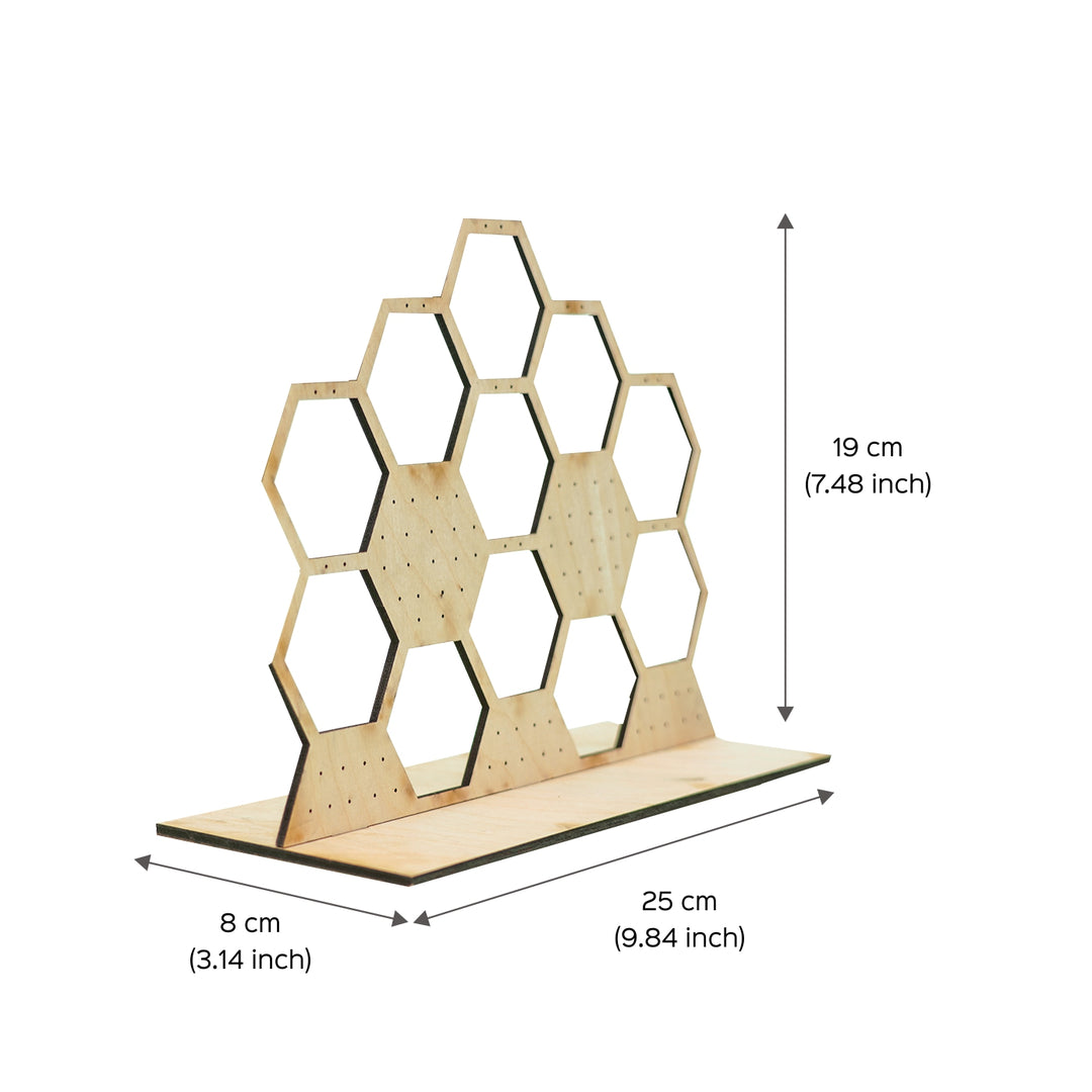 Handmade Wooden Geometric Hexagon Earrings Holder
