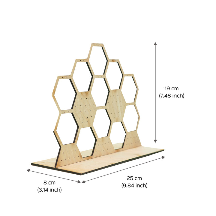 Handmade Wooden Geometric Hexagon Earrings Holder