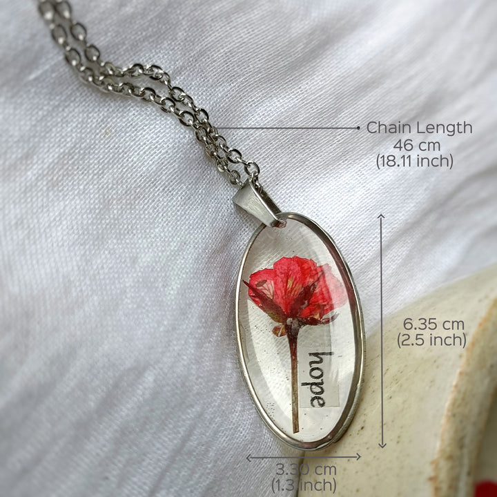 Hope Preserved Flower Necklace - Red Rose