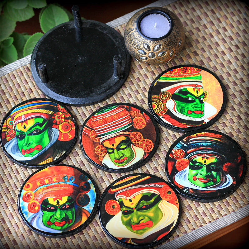 Decoupage MDF Kathakali Coasters | Set of 6