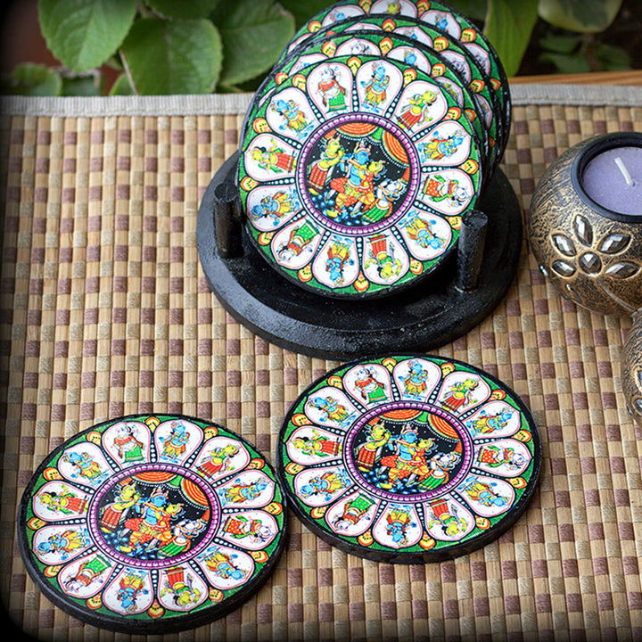 Decoupage MDF Pattachitra Coasters | Set of 6