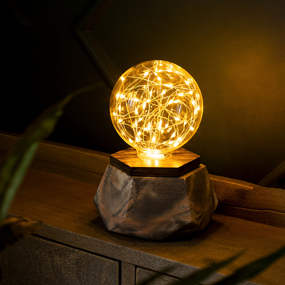 Handcrafted Concrete Hexa Magic LED Lamp With Edison Bulb