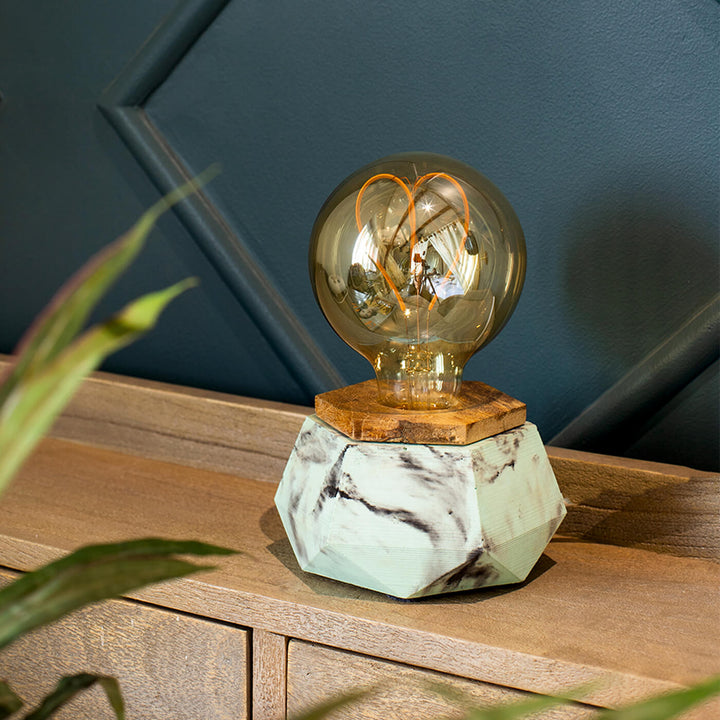 Handcrafted Concrete Hexa Magic Heart LED Lamp With Edison Bulb
