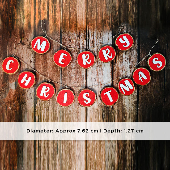 Handmade "Merry Christmas" Wooden Bark Garland/ Bunting For Decoration