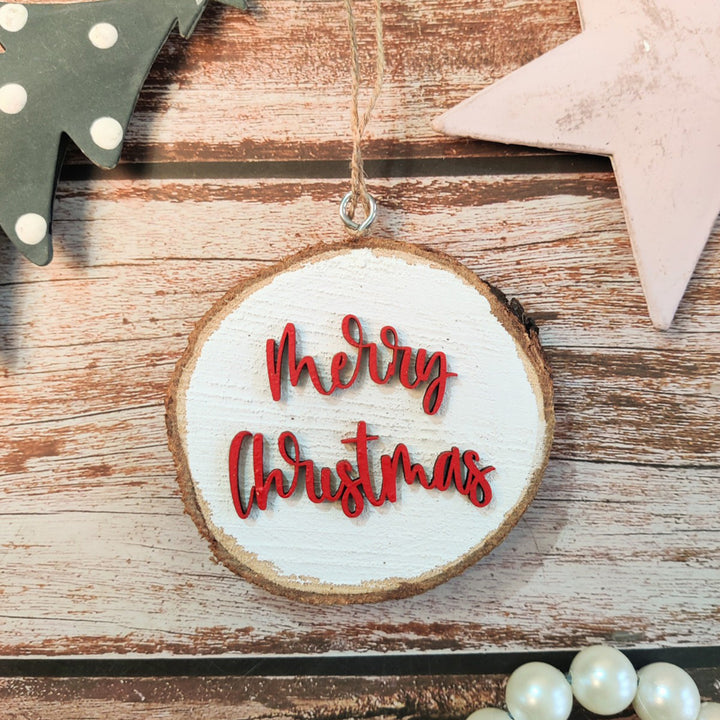 Handmade Red "Merry Christmas" Wooden Bark Wall Decor For Decoration