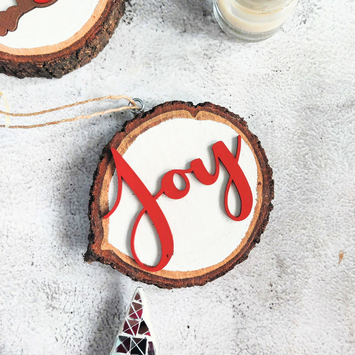 Handmade Joy Wooden Bark Wall Decor For Christmas Wall Decoration