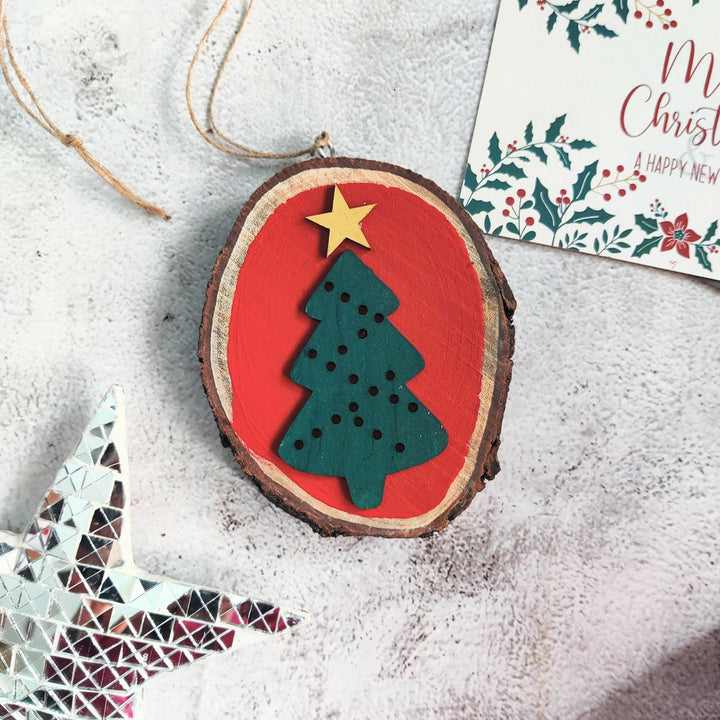 Handmade Xmas Tree Wooden Bark Wall Decor For Christmas Wall Decoration