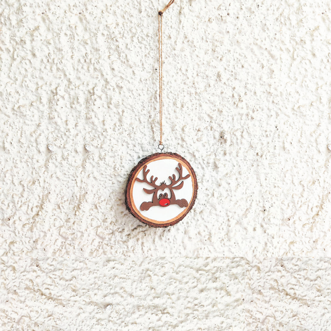 Handmade Reindeer Wooden Bark Wall Decor For Christmas Wall Decoration