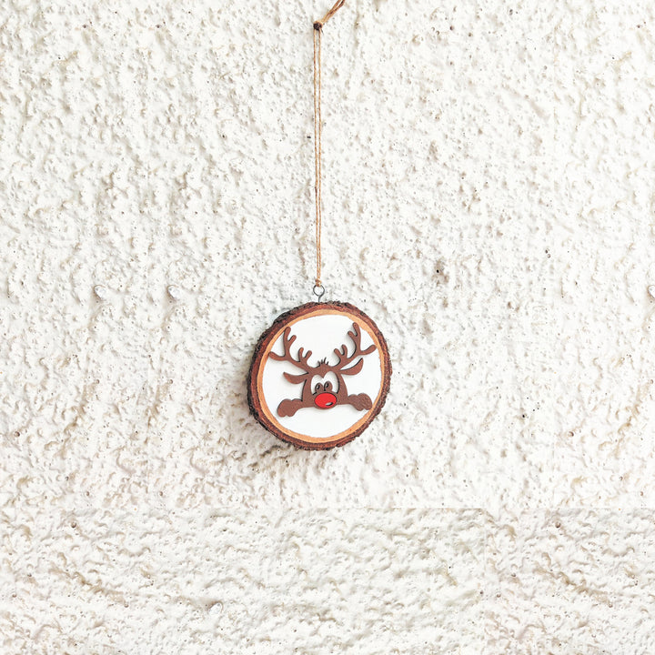 Handmade Reindeer Wooden Bark Wall Decor For Christmas Wall Decoration