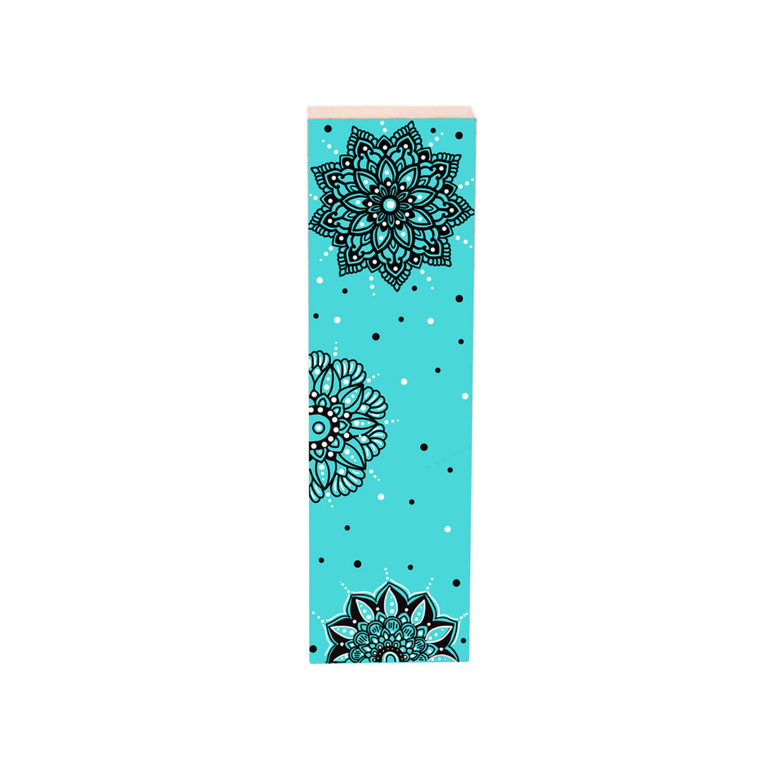 Wall Mountable & Tabletop Mandala Doodle Alphabet - Cobalt Teal