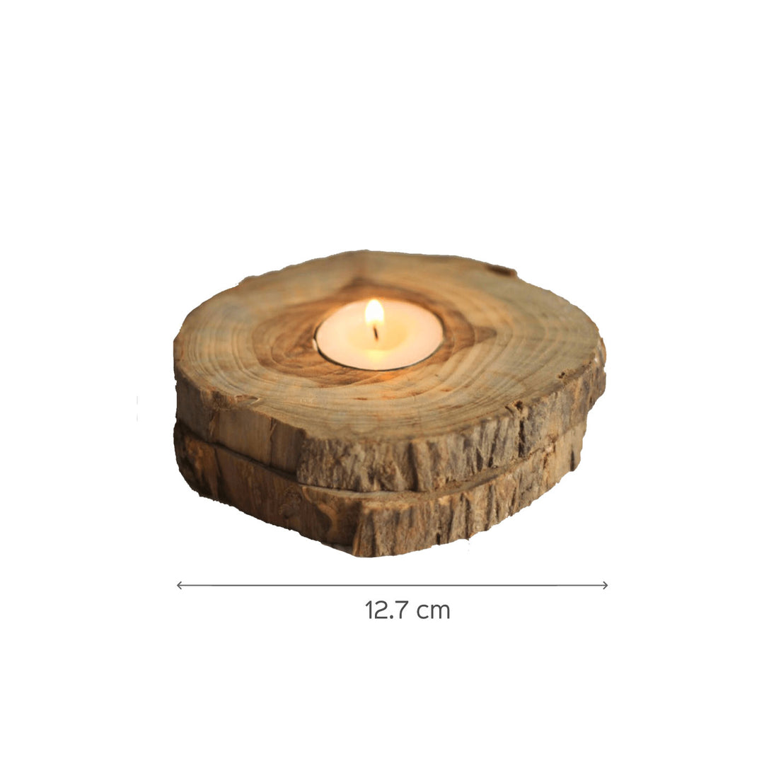 Natural Wooden Bark Coaster & Tealight Candle Holders