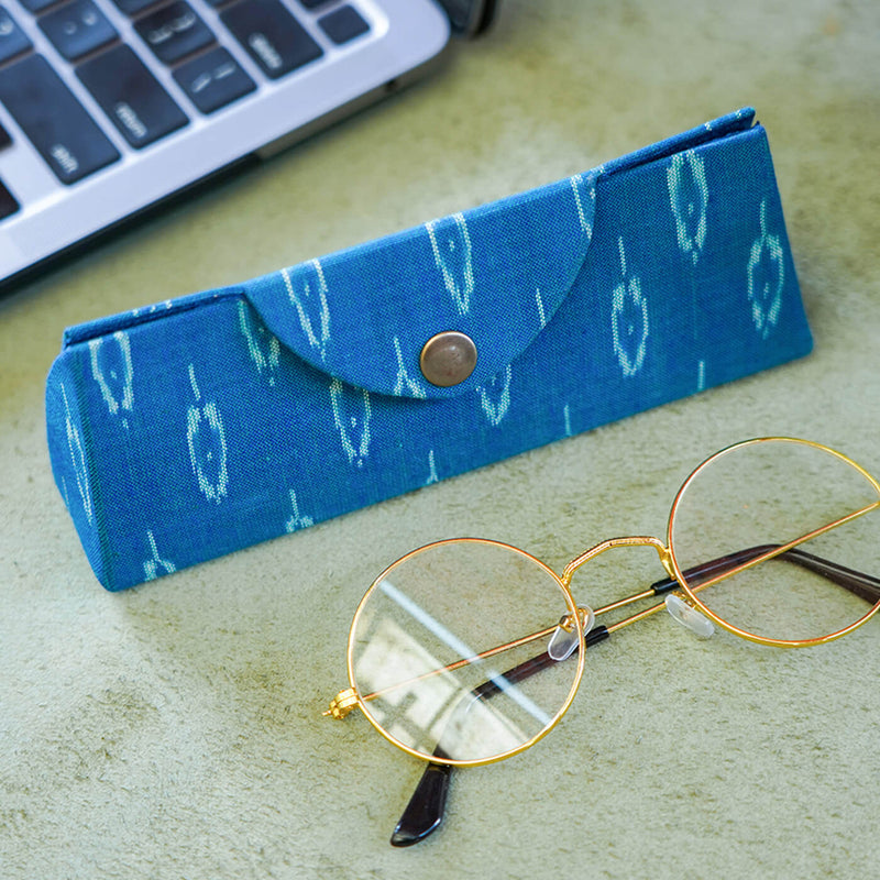 Eyewear Case in Bold Blue Ikat