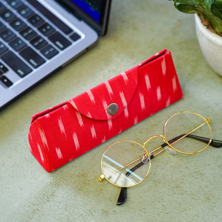 Eyewear Case in Bold Red Ikat