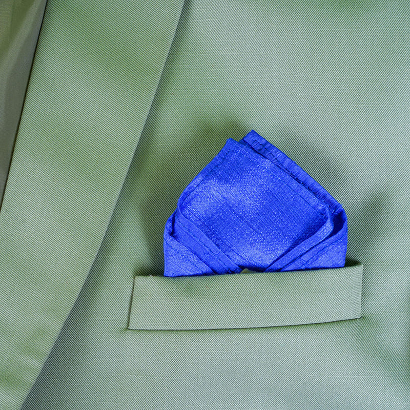 Pocket Squares in Ikat Maroon & Raw Silk Blue - Set of 2