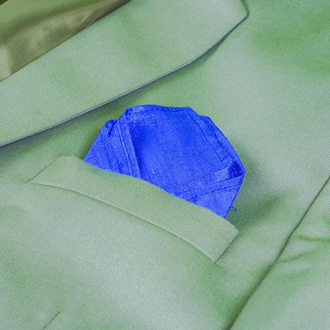 Pocket Squares in Ikat Maroon & Raw Silk Blue - Set of 2