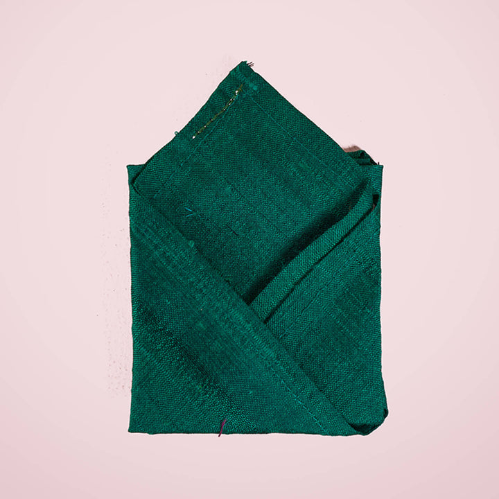 Pocket Squares in Motif Mashru Yellow & Raw Silk Green - Set of 2