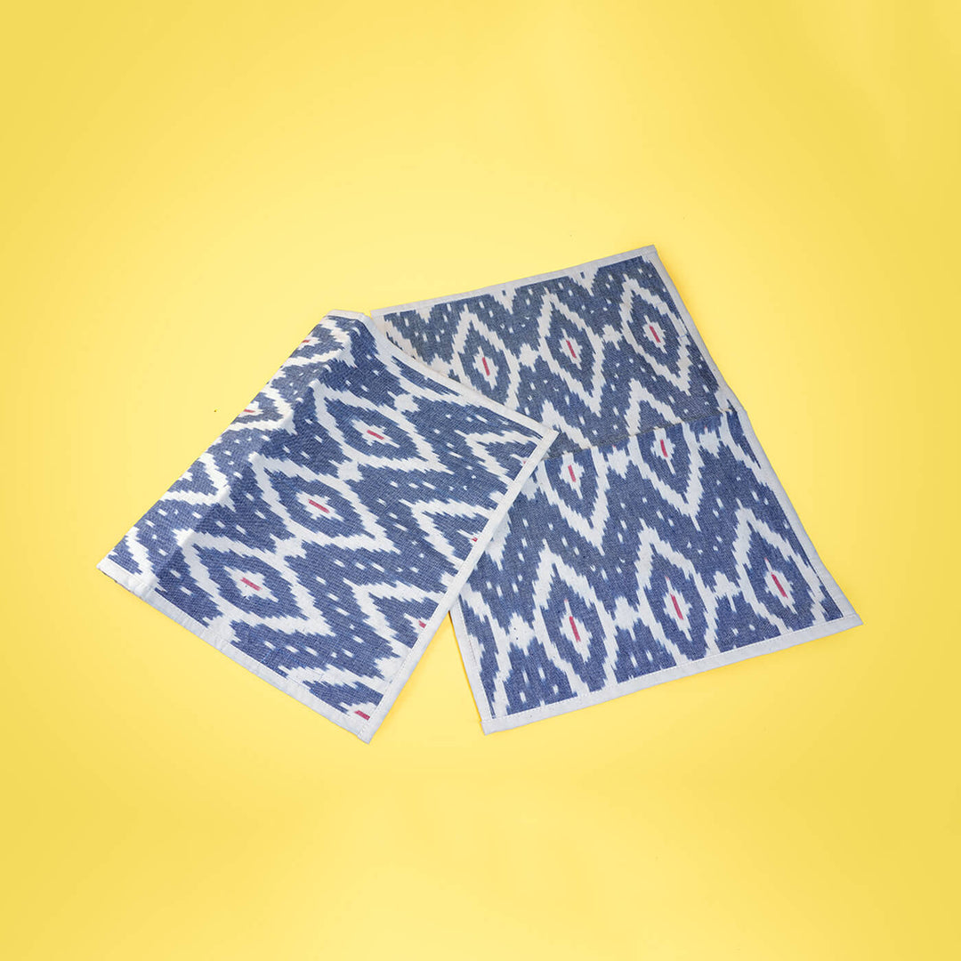 Cotton Placemat in Blue Ikat - Set of 2