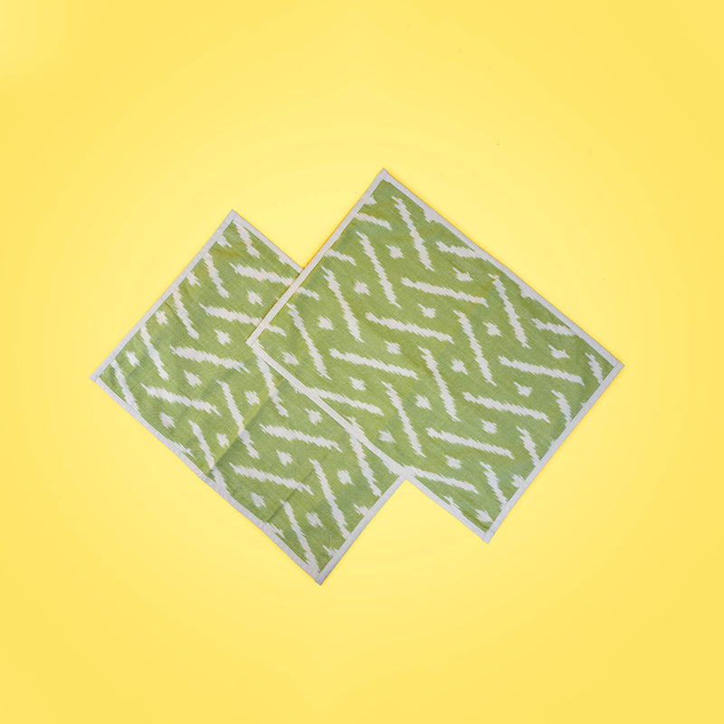 Cotton Placemat in Green Ikat - Set of 2