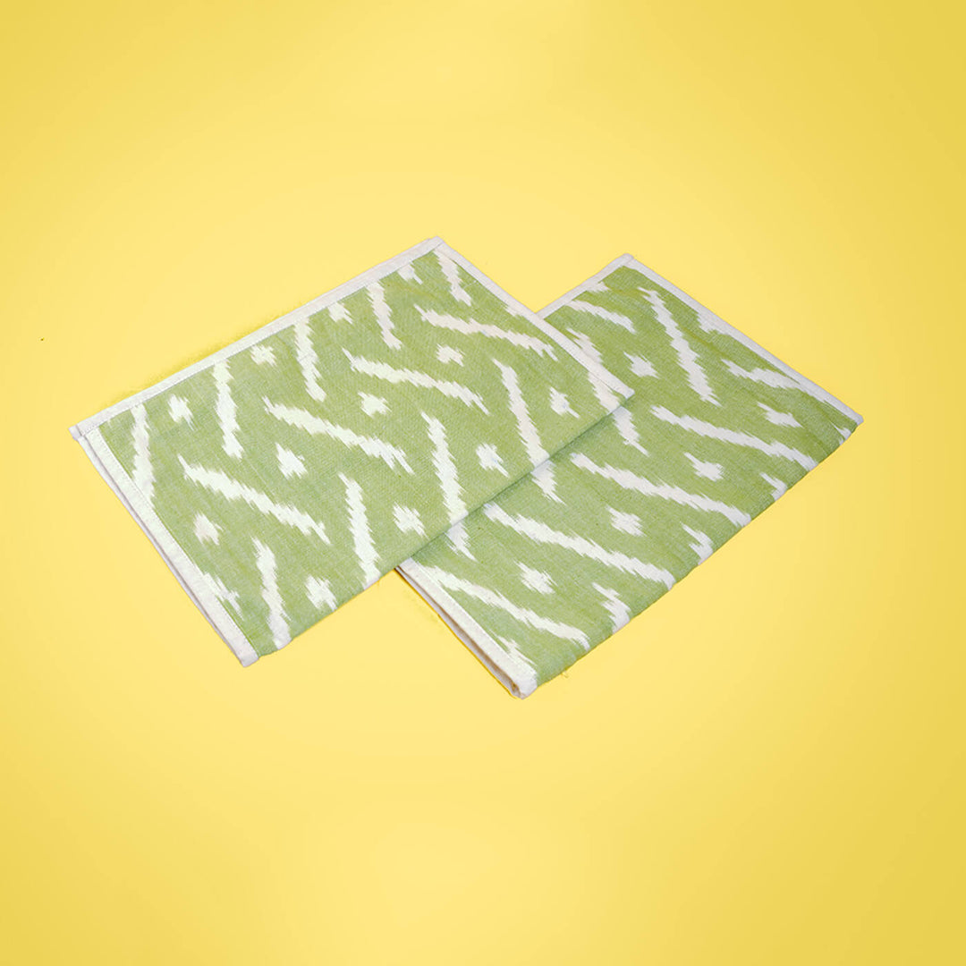 Cotton Placemat in Green Ikat - Set of 2