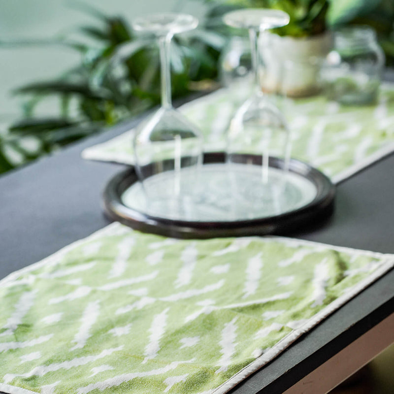 Cotton Placemat in Green Ikat - Set of 2