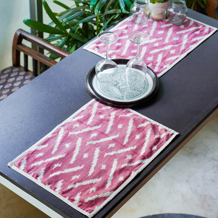 Cotton Placemat in Maroon Ikat - Set of 2