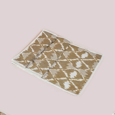 Cotton Table Runner in Brown Ikat