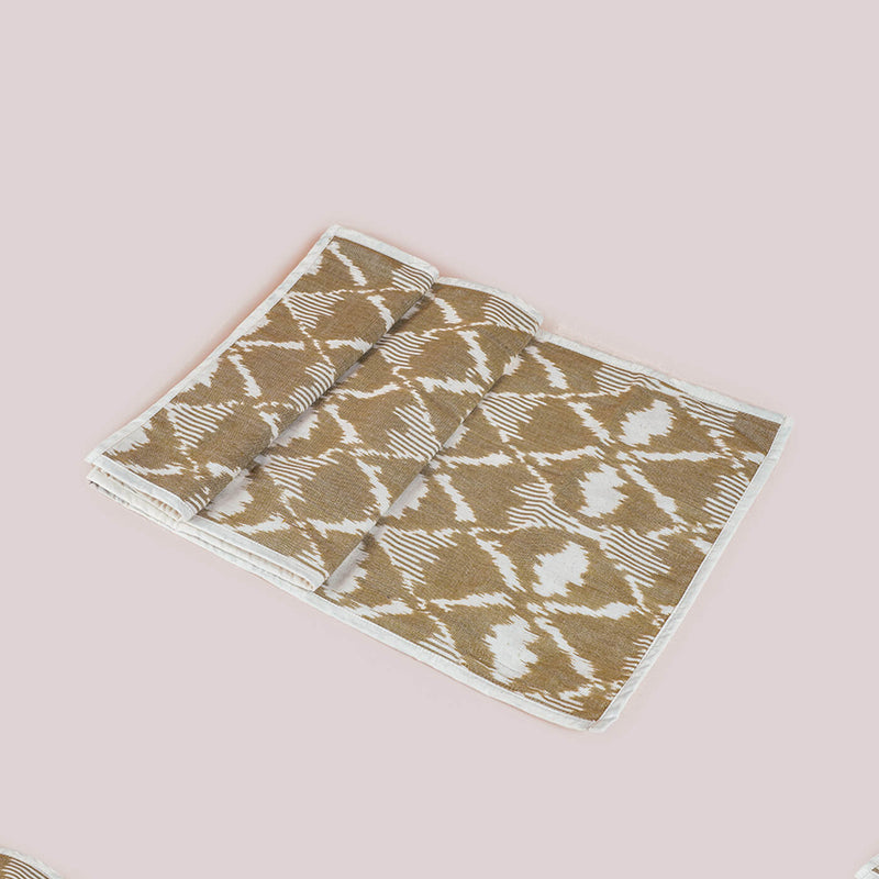 Cotton Table Runner in Brown Ikat