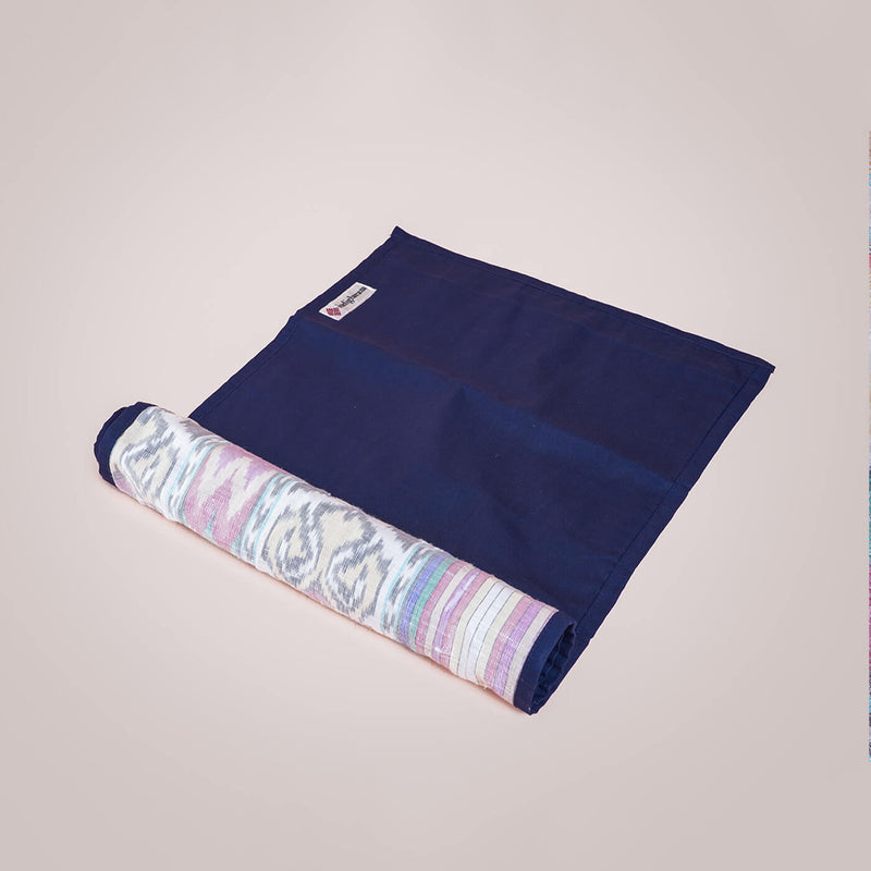 Silk Table Runner in White Ikat