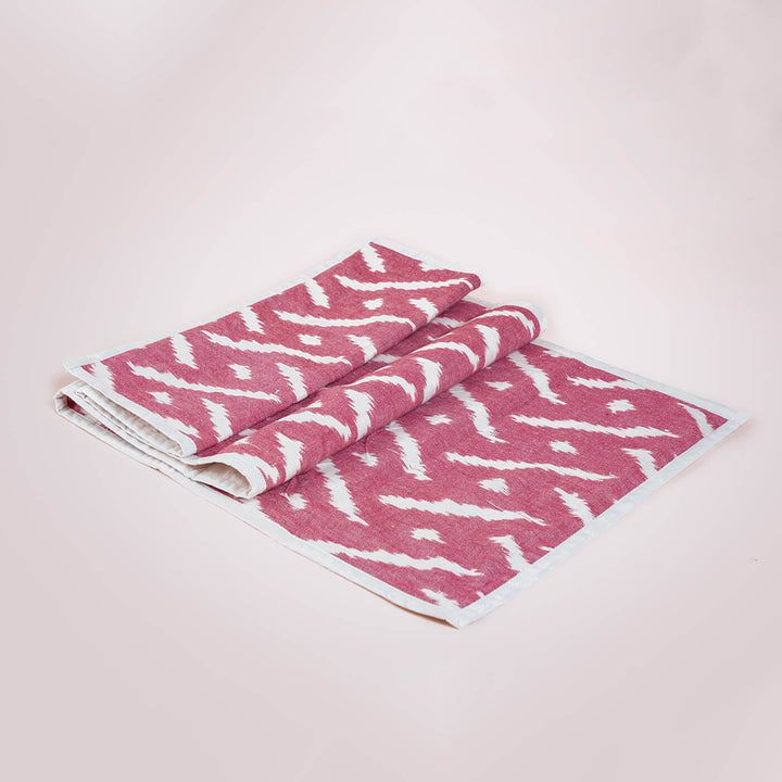 Cotton Table Runner in Maroon Ikat