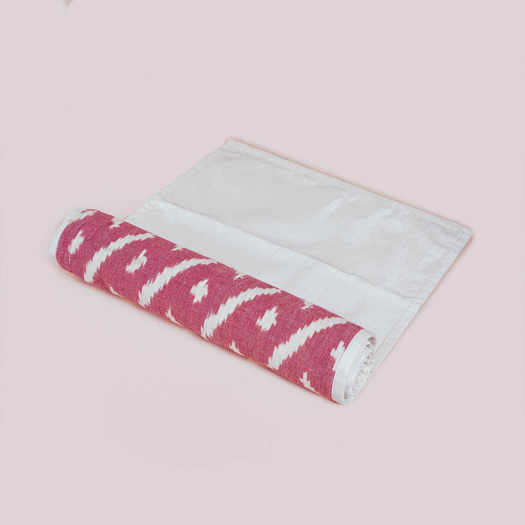 Cotton Table Runner in Maroon Ikat