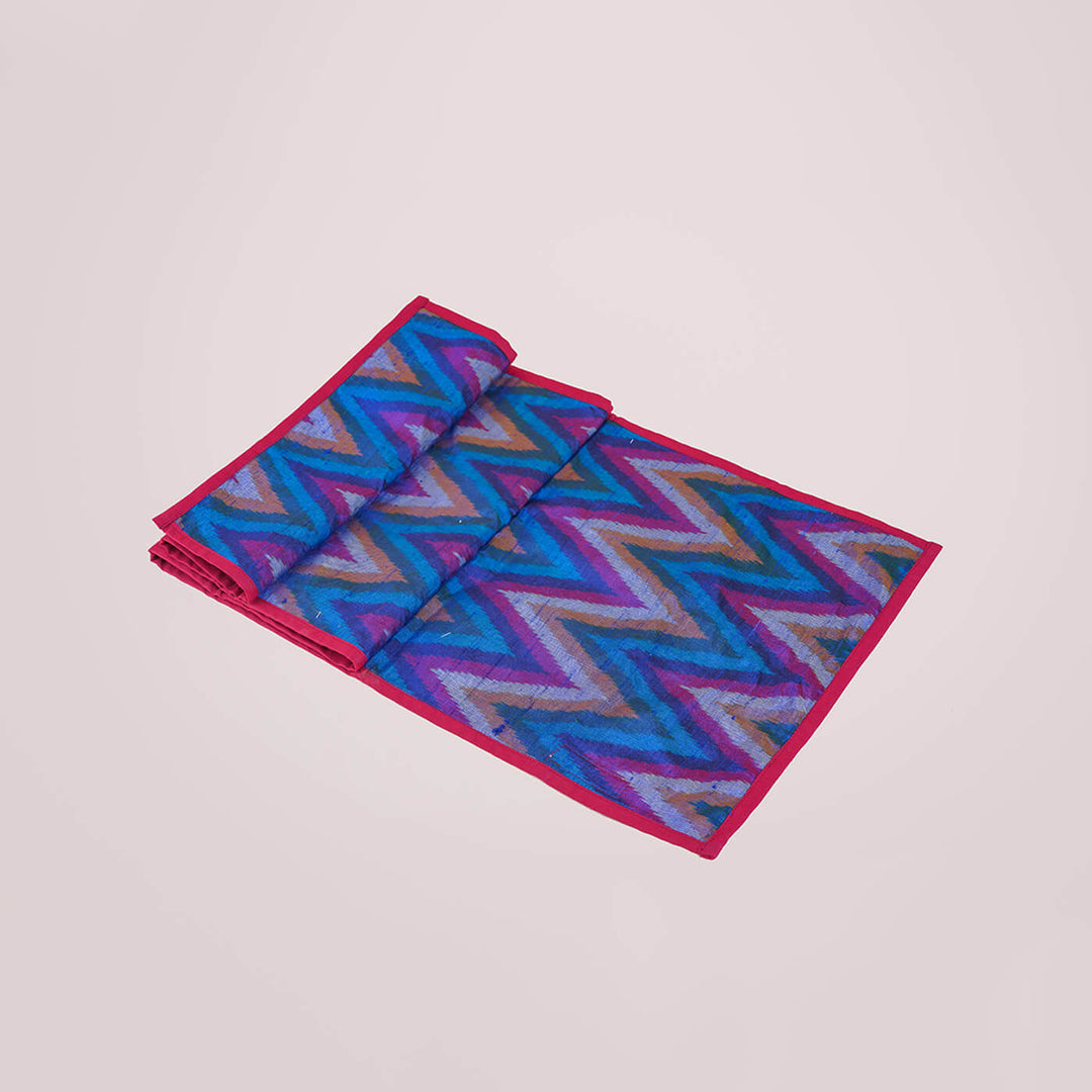 Silk Table Runner in Blue Ikat