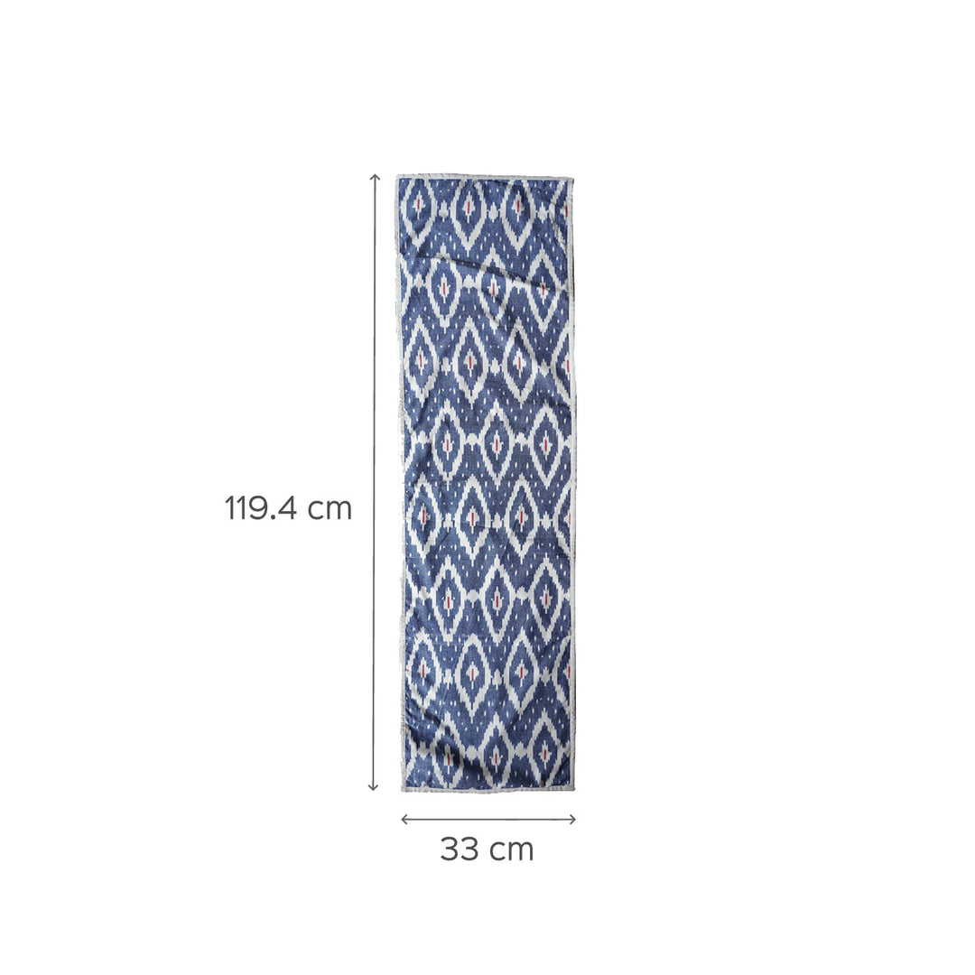 Cotton Table Runner in Blue Ikat