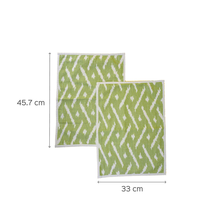 Cotton Placemat in Green Ikat - Set of 2