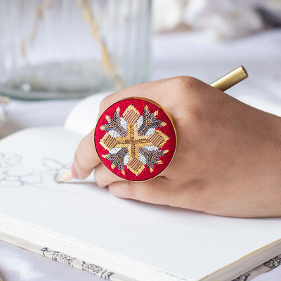 Celtic Embroidered Iris Ring