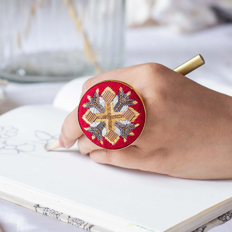Celtic Embroidered Iris Ring