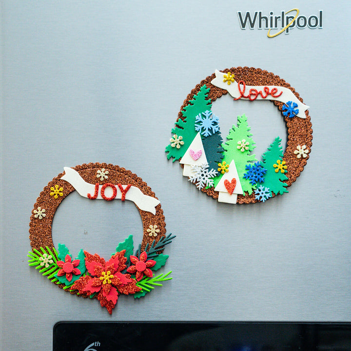 Handmade Magnetic Foam & Paper Wreaths For Christmas Decoration | Set Of 2